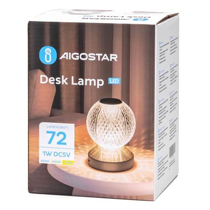 Aigostar - Dimmbare aufladbare LED-Tischlampe LED/1W/5V 2700/4000/6500K 1800mAh 13,5 cm