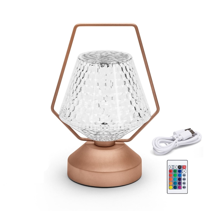 Aigostar - Dimmbare aufladbare LED-RGB-Tischleuchte LED/1W/5V 1800mAh 20 cm + Fernbedienung