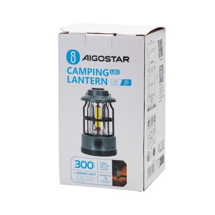 Aigostar - Dimmbare LED-Camping-Handleuchte LED/3xAA grün 17,5 cm