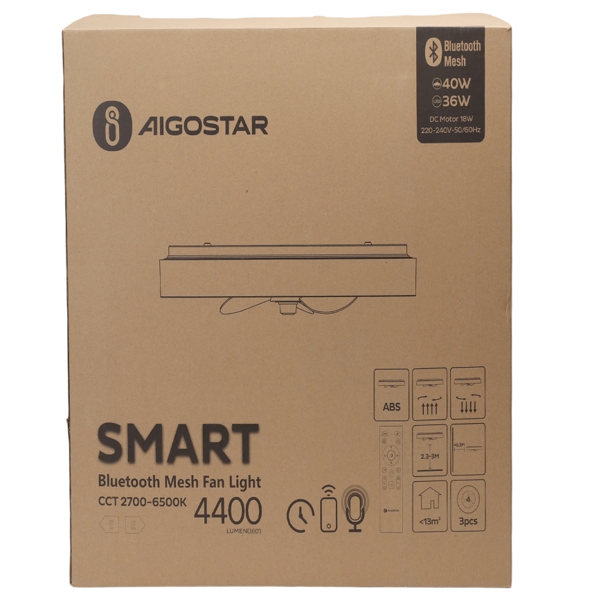 Aigostar - Dimmbare LED-Deckenleuchte mit Ventilator MESH LED/40W/230V 2700-6500K schwarz + Fernbedienung
