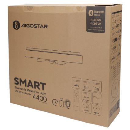 Aigostar - Dimmbare LED-Deckenleuchte mit Ventilator MESH LED/40W/230V 2700-6500K schwarz + Fernbedienung