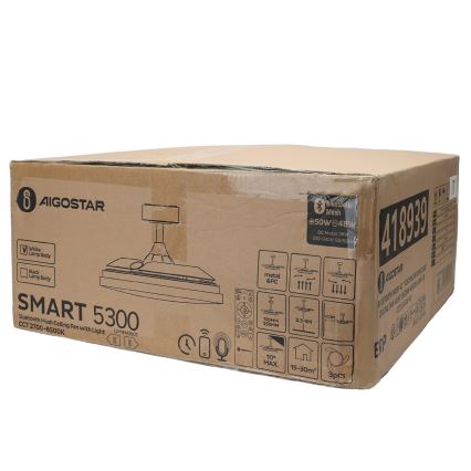 Aigostar - Dimmbare LED-Deckenleuchte mit Ventilator MESH LED/50W/230V 2700-6500K schwarz + Fernbedienung