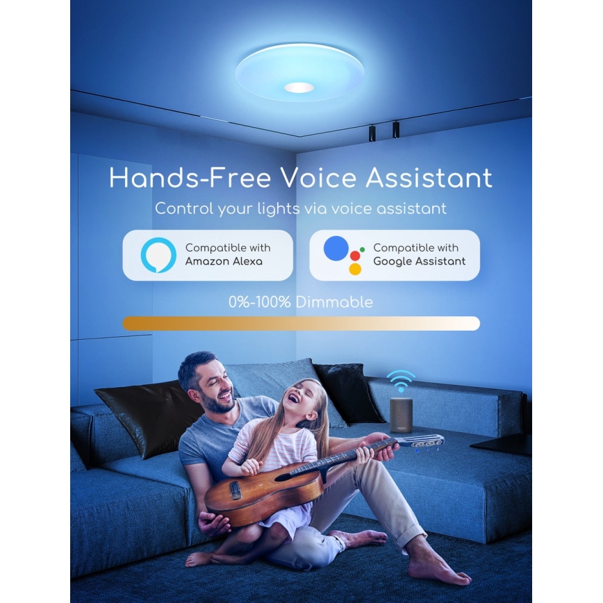 Aigostar - Dimmbare LED-RGBW-Deckenleuchte 18W/230V d 34 cm Wi-Fi