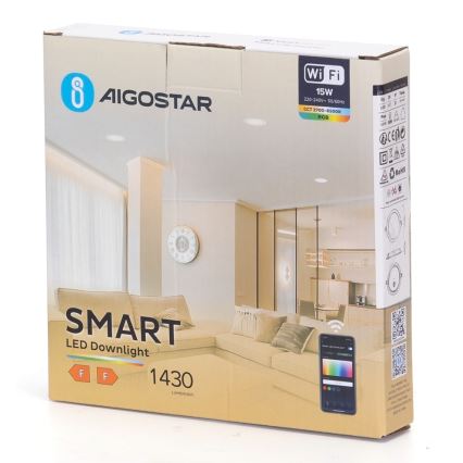 Aigostar - Dimmbare LED-RGBW-Einbauleuchte LED/15W/230V 2700-6500K d 17,5 cm Wi-Fi