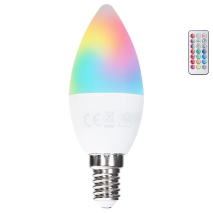 Aigostar - LED RGBW dimmbare Lampe C37 E14/6W/230V 3000K + Fernbedienung