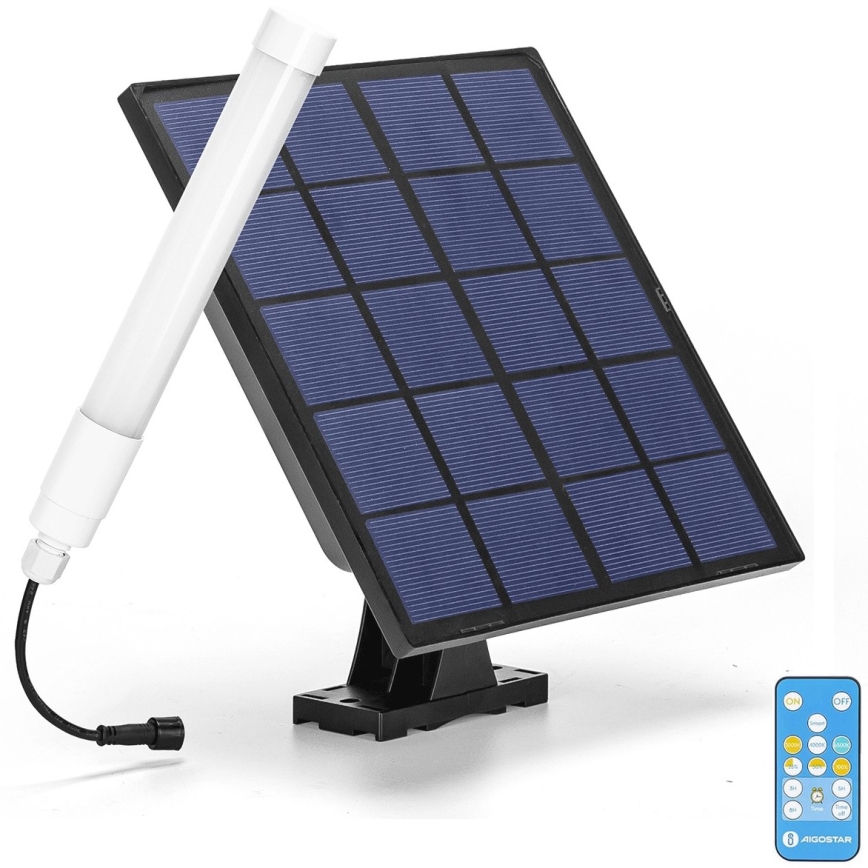 Aigostar - Dimmbare LED-Röhre mit Solarpanel LED/3,2V 3000K/4000K/6500K IP65 5000 mAh + Fernbedienung