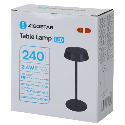 Aigostar - dimmbare LED-Tischlampe AMBIENT LED/2,4W/5V 3000-6500K schwarz