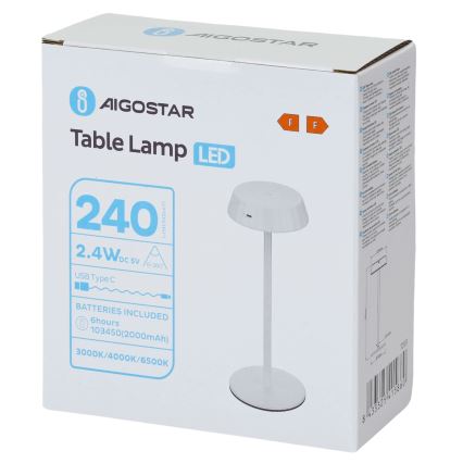 Aigostar - Dimmbare LED-Tischlampe AMBIENT LED/2,4W/5V 3000-6500K weiß