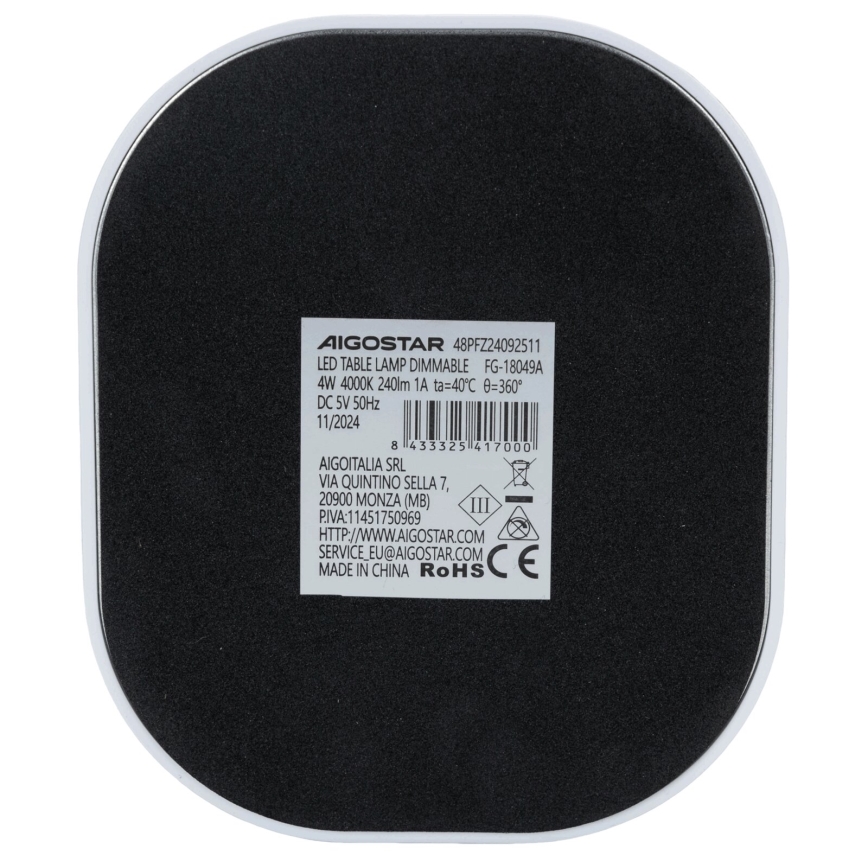 Aigostar - Dimmbare LED-Tischleuchte LED/4W/5V 4000K