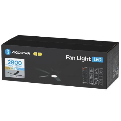 Aigostar - Dimmbarer LED-Deckenventilator LED/20W/230V 2700-6500K 132cm braun + Fernbedienung