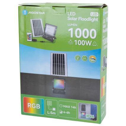 Aigostar - Dimmbarer LED-RGB-Solarstrahler LED/100W/3,2V IP66 + Fernbedienung