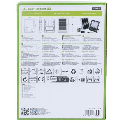 Aigostar - Dimmbarer LED-RGB-Solarstrahler LED/100W/3,2V IP66 + Fernbedienung