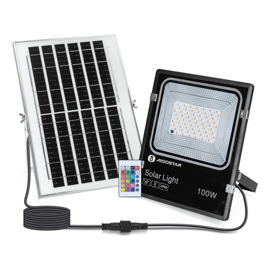 Aigostar - Dimmbarer LED-RGB-Solarstrahler LED/100W/3,2V IP66 + Fernbedienung