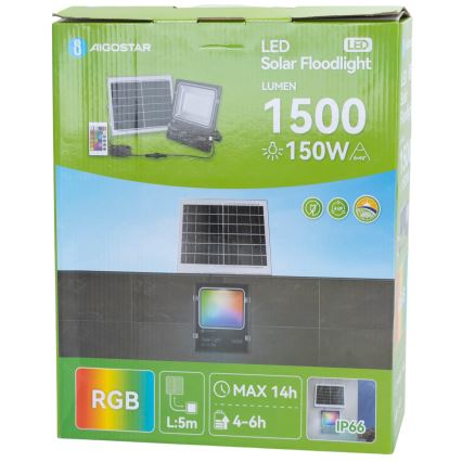Aigostar - Dimmbarer LED-RGB-Solarstrahler LED/150W/3,2V IP66 + Fernbedienung
