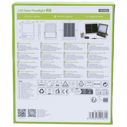 Aigostar - Dimmbarer LED-RGB-Solarstrahler LED/150W/3,2V IP66 + Fernbedienung