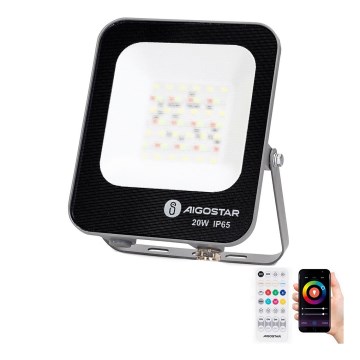 Aigostar - Dimmbarer LED-RGBW-Fluter MESH Smart LED/20W/230V 6500K IP65 + Fernbedienung