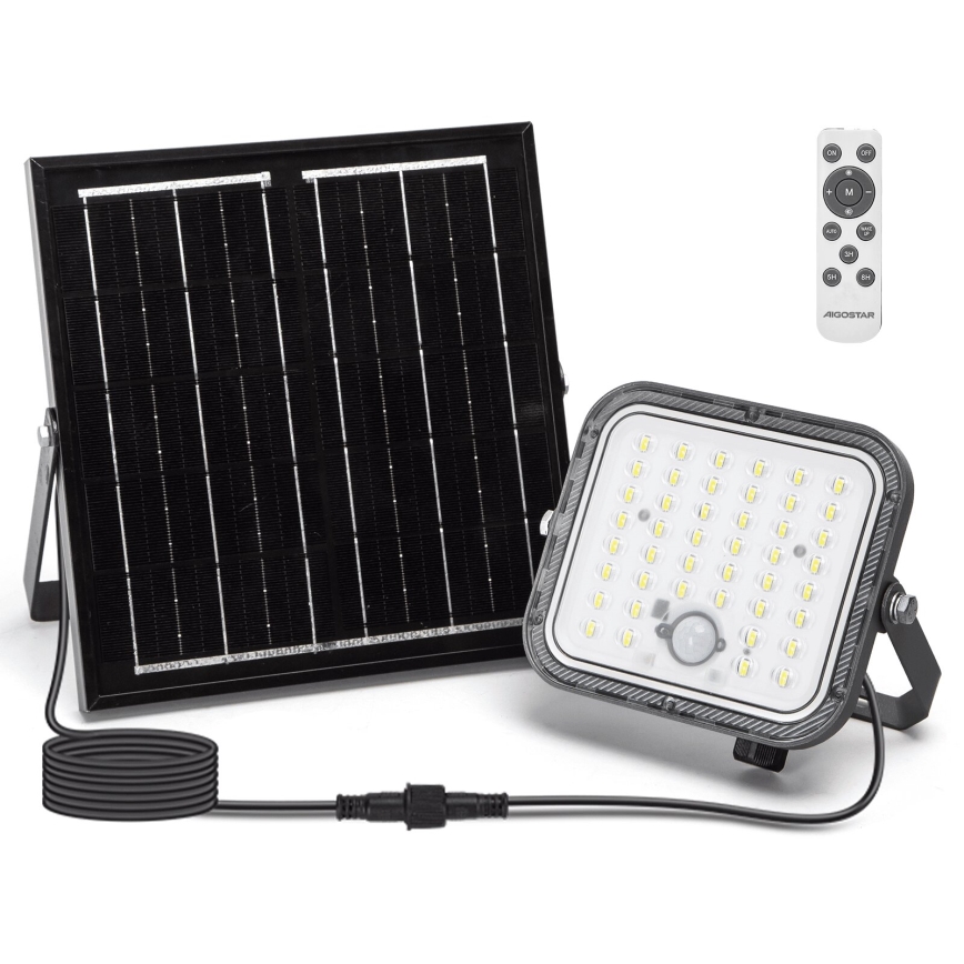Aigostar - LED-dimmbarer Solarstrahler mit Sensor LED/80W/3,4V 6500K IP66 4000 mAh + Fernbedienung