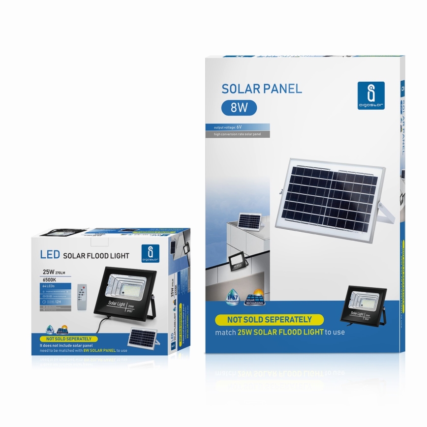 Aigostar - Dimmbarer LED-Solarstrahler LED/25W/3,2V IP67 5000 mAh + Fernbedienung