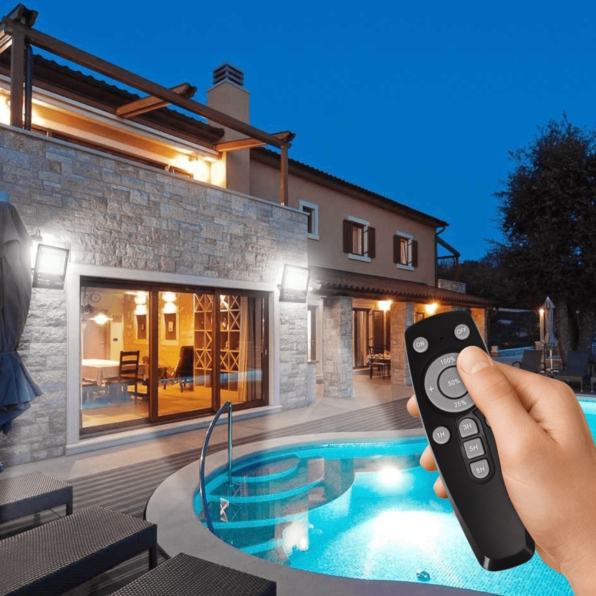 Aigostar - Dimmbarer LED-Solarstrahler LED/300W/3,2V IP66 + Fernbedienung