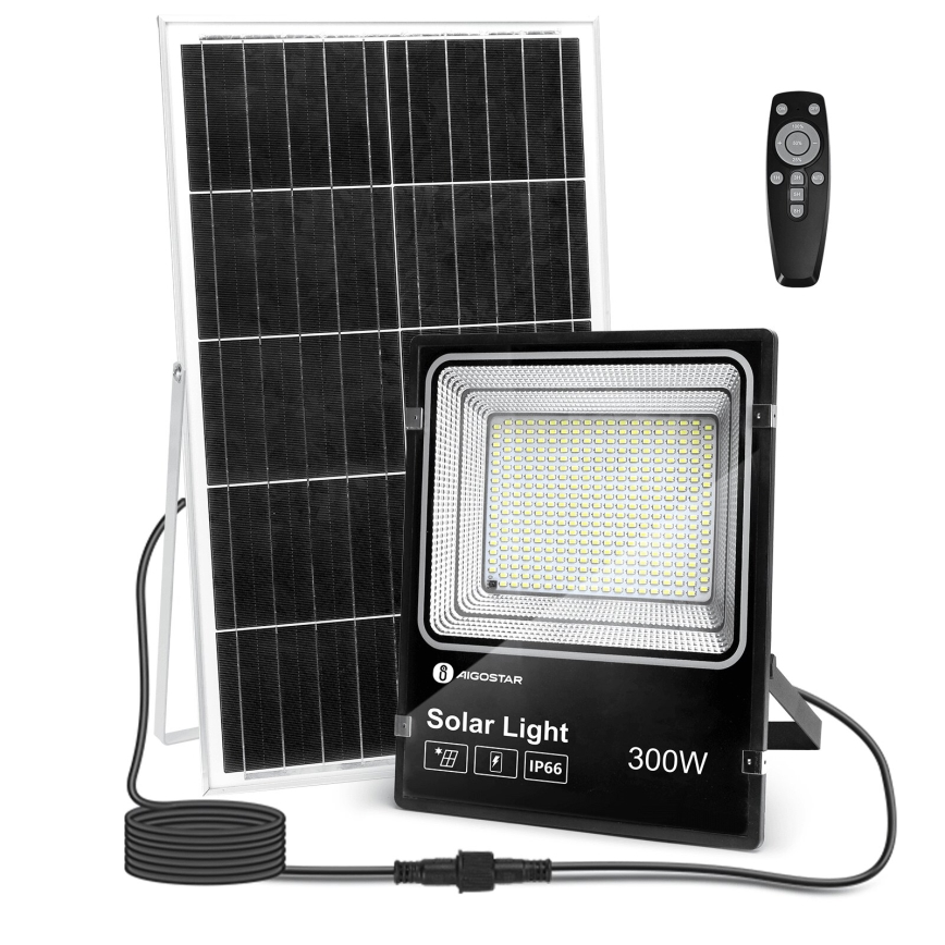 Aigostar - Dimmbarer LED-Solarstrahler LED/300W/3,2V IP66 + Fernbedienung