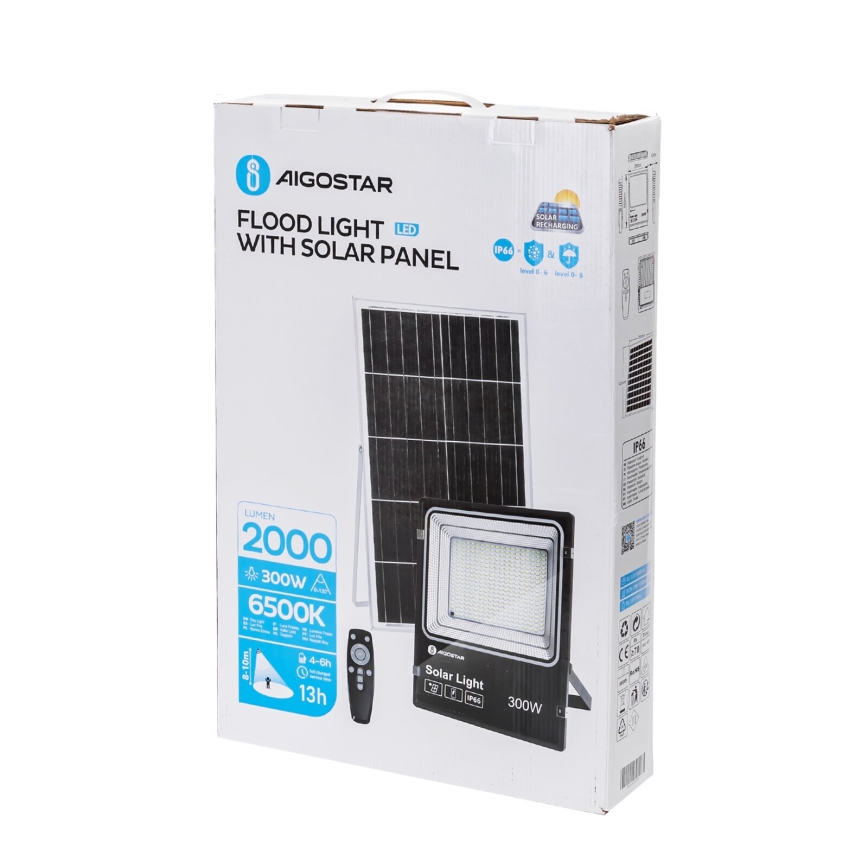 Aigostar - Dimmbarer LED-Solarstrahler LED/300W/3,2V IP66 + Fernbedienung