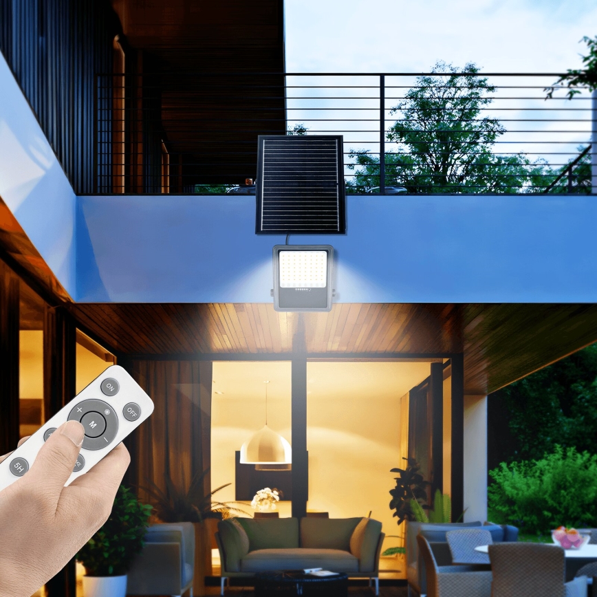 Aigostar - Dimmbarer LED-Solarstrahler LED/300W/3,4V IP65 + Fernbedienung