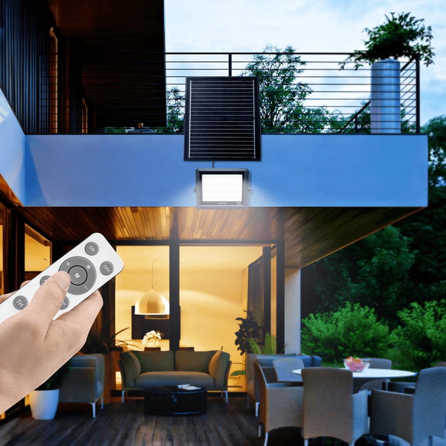 Aigostar - Dimmbarer LED-Solarstrahler LED/300W/3,4V IP65 + Fernbedienung
