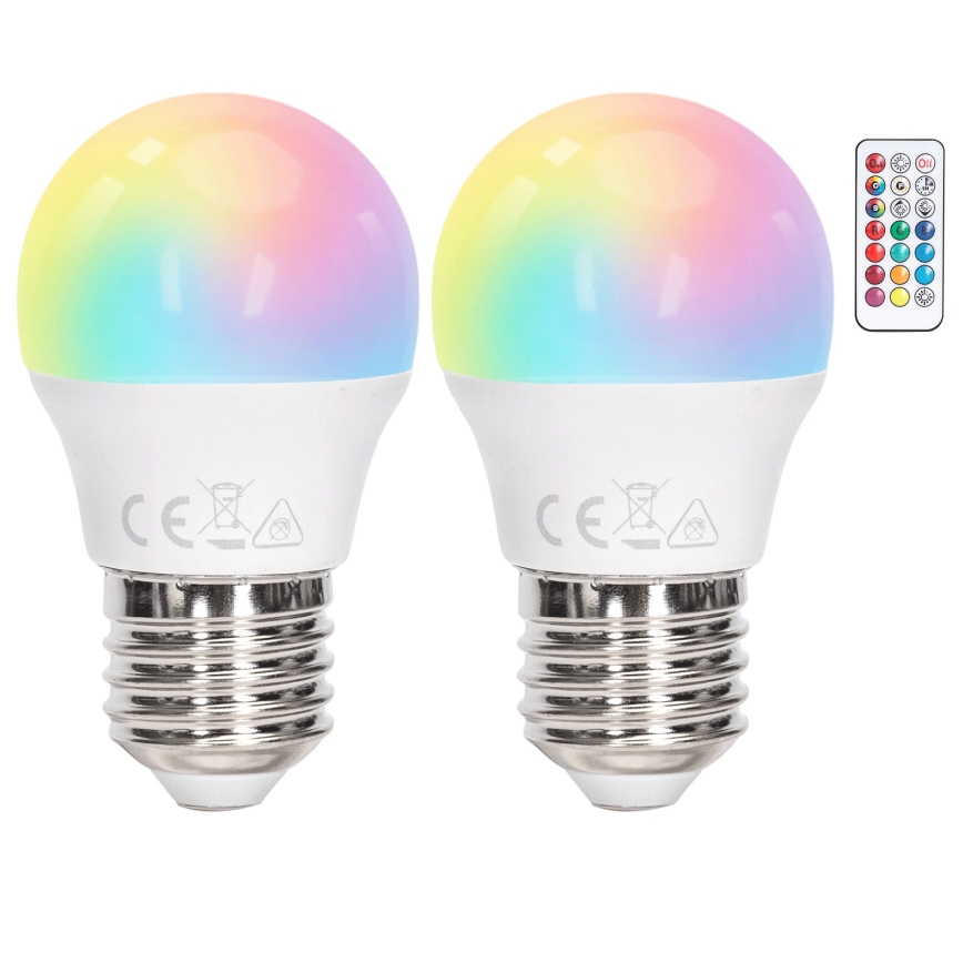 Aigostar - Dimmbare LED RGBW-Glühbirne G45 E27/4,8W/230V 3000K + Fernbedienung