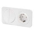 Aigostar - Doppelschalter Nr. 5 und SCHUKO-Steckdose 230 V mit Rahmen, weiß