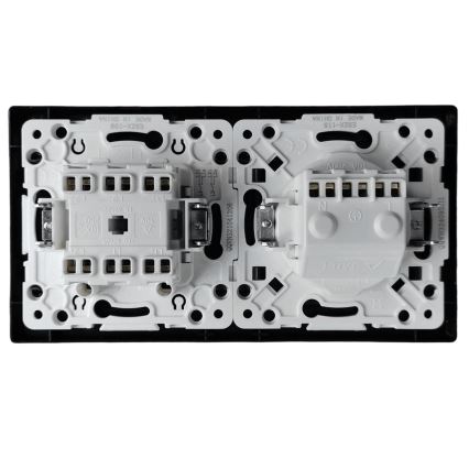 Aigostar - Doppelschalter Nr. 6 und SCHUKO-Steckdose 230V mit Rahmen, schwarz