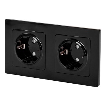 Aigostar - Doppelsteckdose für den Haushalt mit Rahmen SCHUKO 230V/16A schwarz