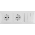 Aigostar - Dreifachschalter Nr. 3 und 2× SCHUKO-Steckdosen 230 V mit Rahmen, weiß