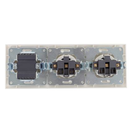 Aigostar - Dreifachschalter Nr. 3 und 2× SCHUKO-Steckdosen 230 V mit Rahmen, weiß
