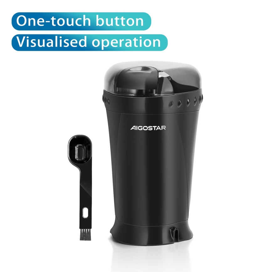 Aigostar - Elektrische Kaffeebohnenmühle 60g 200W/230V schwarz