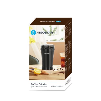 Aigostar - Elektrische Kaffeebohnenmühle 60g 200W/230V schwarz