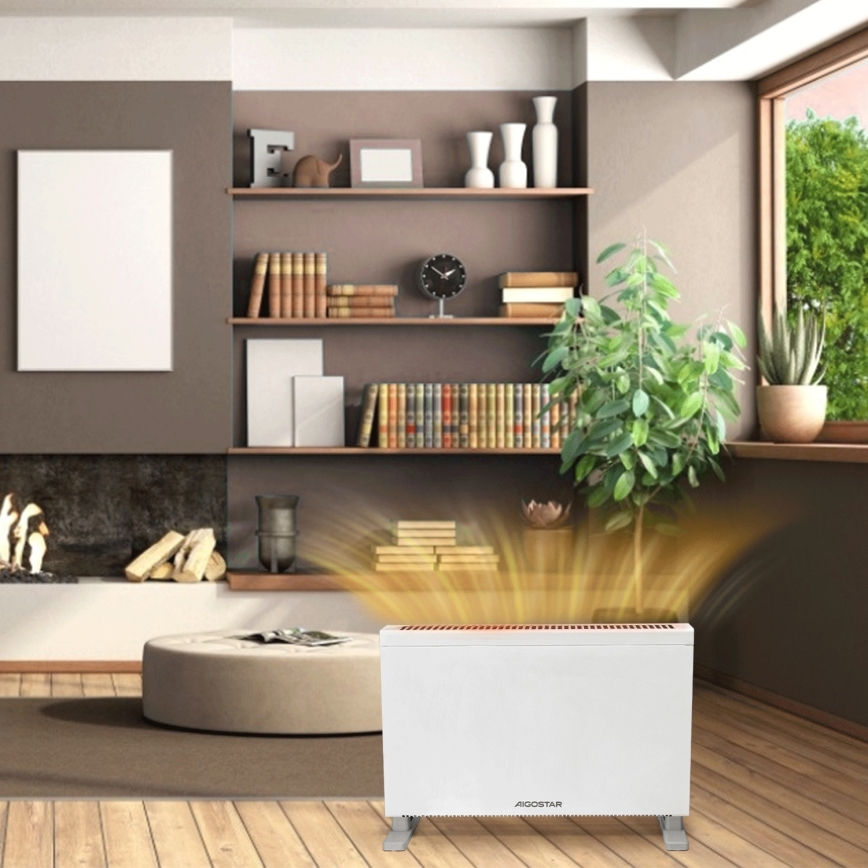 Aigostar - Elektrischer Direktheizer/Konvektor mit LCD-Display ECO/1250/2000W/230V + Fernbedienung