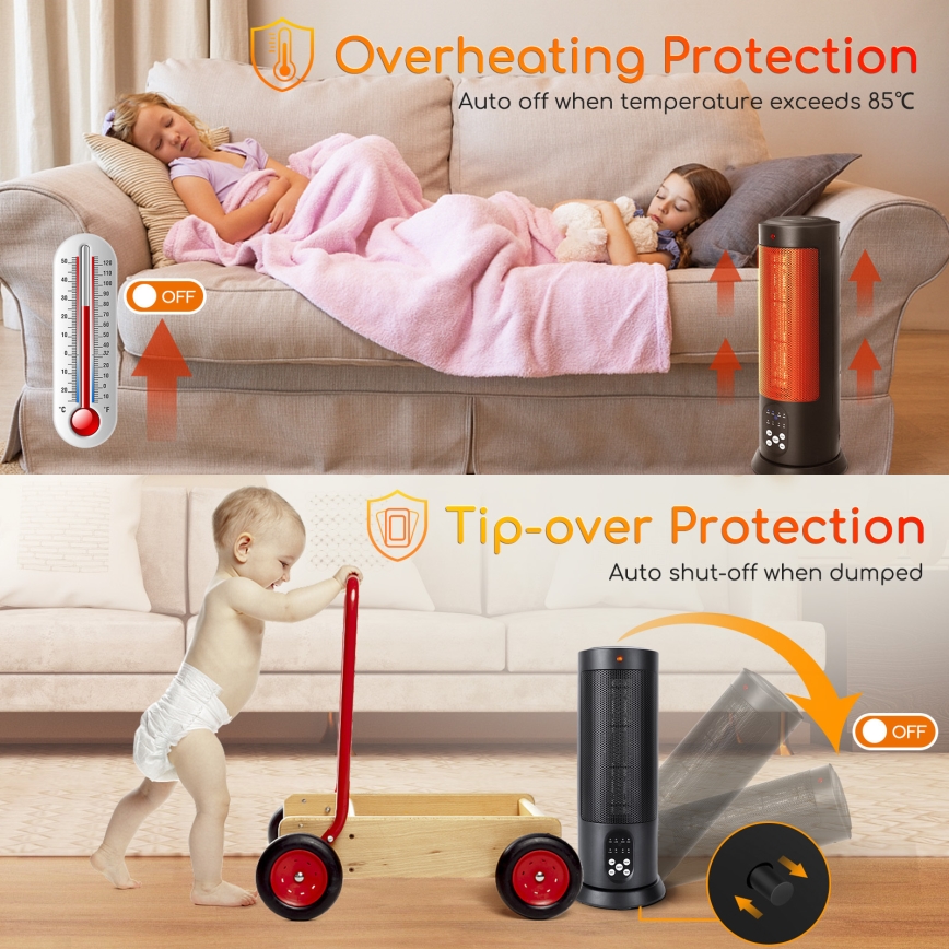 Aigostar - Elektrischer Heizlüfter 1500W/230V + Fernbedienung