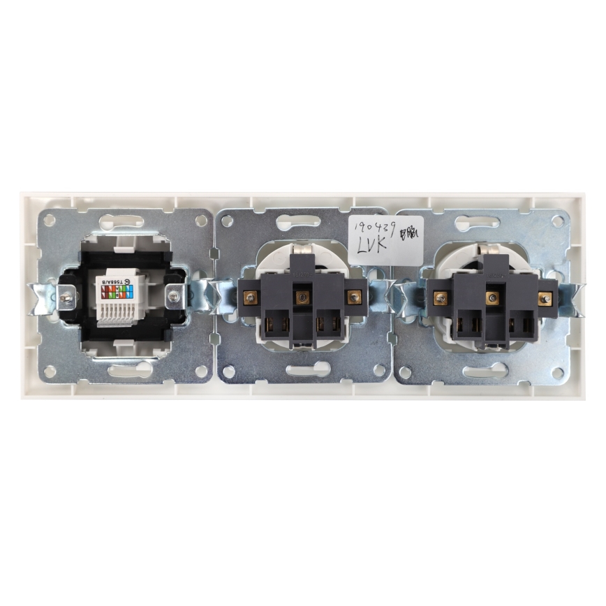Aigostar - Ethernet-Netzwerkdose und 2-fach SCHUKO-Steckdose mit Rahmen, weiß