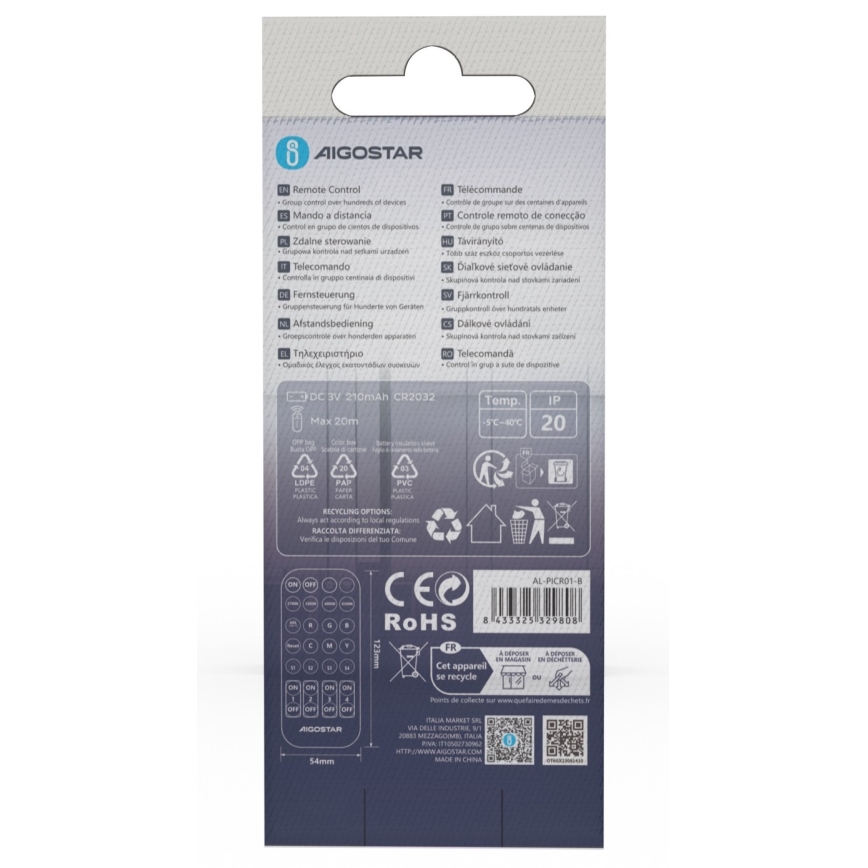 Aigostar - Fernbedienung MESH 1xCR2032