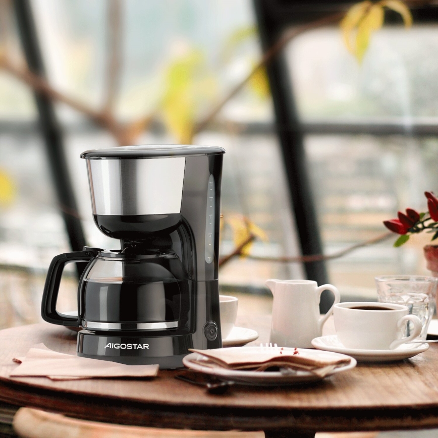Aigostar - Filterkaffeemaschine 1,25l 1000W/230V schwarz