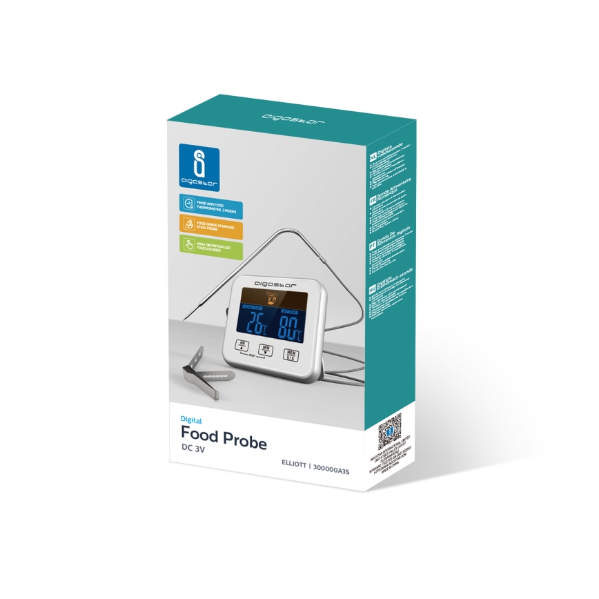 Aigostar - Fleischthermometer mit LCD-Anzeige 0-250 °C 2xAAA