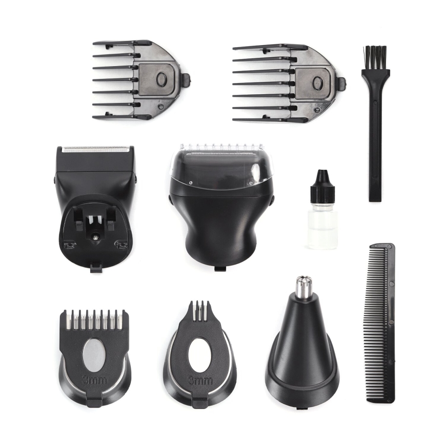 Aigostar - Haartrimmer mit Zubehör 6in1 5W/5V schwarz