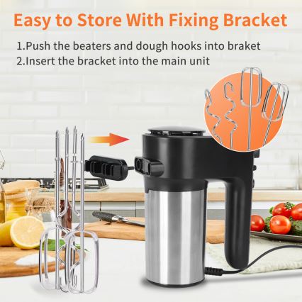 Aigostar - Handmixer 300W/230V schwarz/matt Chrom