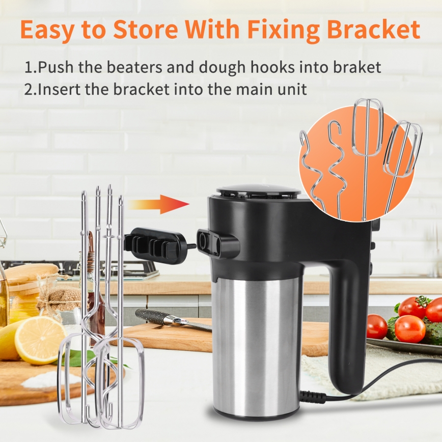 Aigostar - Handmixer 300W/230V schwarz/matt Chrom