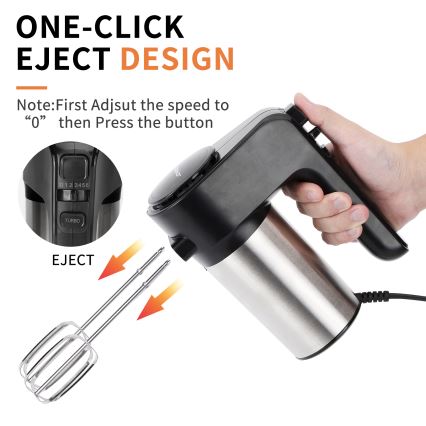 Aigostar - Handmixer 300W/230V schwarz/matt Chrom