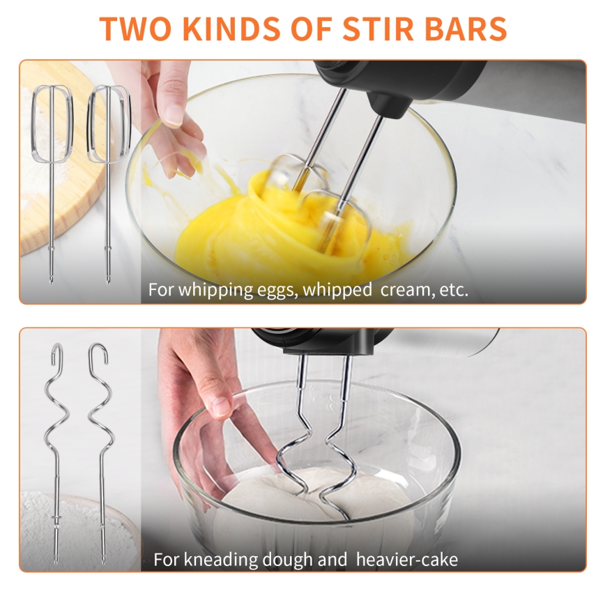 Aigostar - Handmixer 300W/230V schwarz/matt Chrom