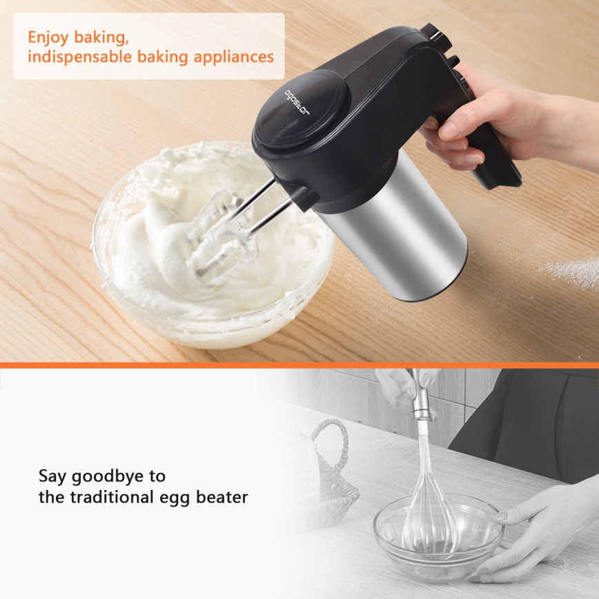 Aigostar - Handmixer 300W/230V schwarz/matt Chrom