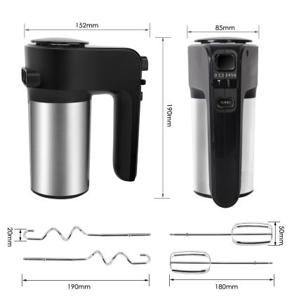 Aigostar - Handmixer 300W/230V schwarz/matt Chrom