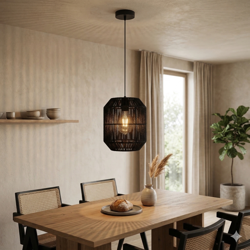 Aigostar - Hängeleuchte an Kabel 1xE27/60W/230V schwarz Ø 23 cm