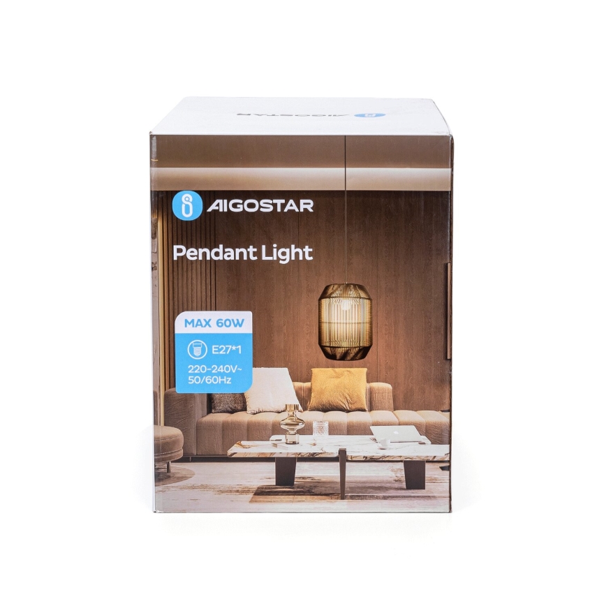 Aigostar - Hängeleuchte an Kabel 1xE27/60W/230V schwarz Ø 23 cm